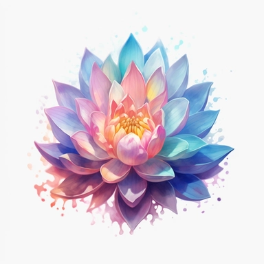 lotus flower, clipart, intense white and deep pastel colors, dnd, watercolor, no background, isolated on a white background, self contained, well defined edges, by amy sol and magali villeneuve and susan bourdet and ross tran, spaced out, glowy, intricate, 8k