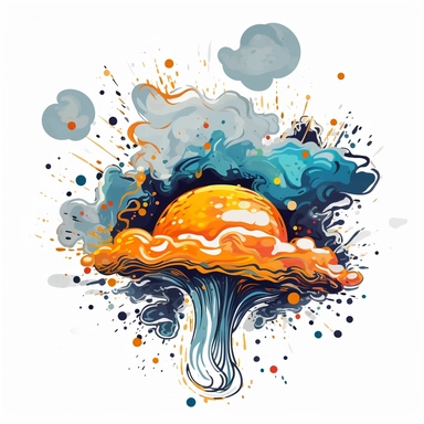 Clipart white background: Take a psychedelic journey through your paintbrush and design a groovy clipart of a mushroom surrounded by swirling cosmic patterns and mesmerizing colors
