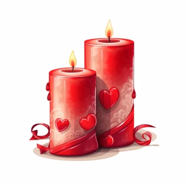 battery operated candles romantic clipart on white background