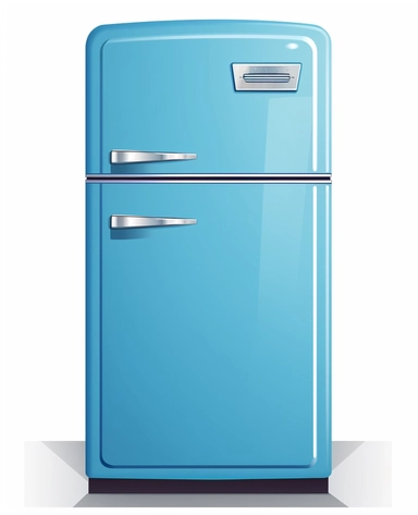 refrigerator blue cupboard with lock clipart, in the style of pop art cartoonish images, dark white and light blue, icepunk, glass as material, staining, creative commons attribution, sleek lines