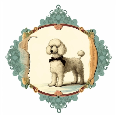 blank vintage nameplate clipart with a poodle