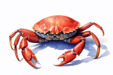 Clip art of small crab, simple, White margins around the image, drawn by Helen Beatrix Potter, easy to crop image, white background