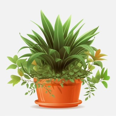 Clipart, vector, potted plant, with transparent background