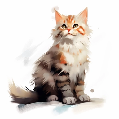 life drawing clipart playful fluffy ginger cat