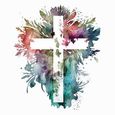 large, Watercolor graphic,Christian cross Clipart - clip art, white background,