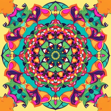 a kaleidoscope of bright colors in an Asian style shapes within clipart no fonts no words no letters