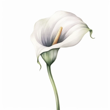 Let your brush strokes capture the essence of a classic wedding flower, the calla lily. Paint a watercolor clipart that showcases the slender, curving lines of the flower, along with its trumpet-shaped bloom. Use gentle, muted tones to evoke elegance and sophistication.