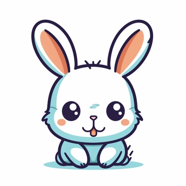vector icon, digital art icon, a cute rabbit, white background, wise, simple shapes, clipart, anime, chibi, vivid colors, superb, vector, easter style