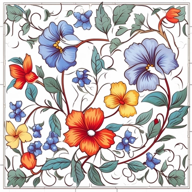 Clipart,Floral header design, white background, tile