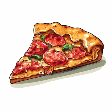 chicago style slice of pizza clipart, white background