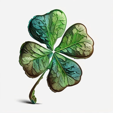 four leaf clover, tempera clipart illustration, intricate details, bold, vivid images, clean, crisp, smooth, with white background