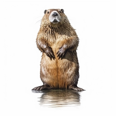 beaver, full body, clipart, very detailed, very realistic, white background, bright mood, 4k quality