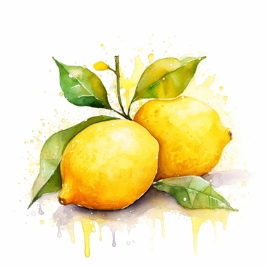 lemon watercolour painting clipart, white background, no text