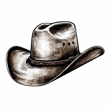 Vintage cowboy hat, clip art, multilayered, simple outline, white background