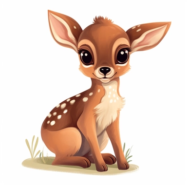 cute clipart of baby deer sitting down