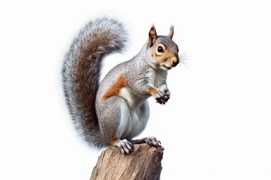 Gray squirrel, realistic, clipart, 16k, isolated on white background, spaced out ,