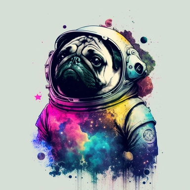 space pug hawaiian colourful anime manga kawaii cute vibrant clipart trippy vivid