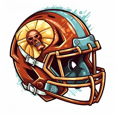 American football and helmet, cartoonish design, 2D illustration, clipart