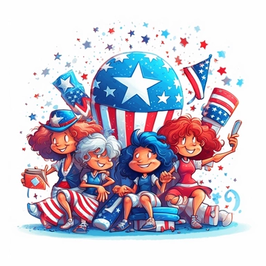 4th of july celebration, clipart white background