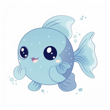 kawaii cute baby angelfish minimal cartoon drawing clipart, for nursery room, cute, friendly, simple, on white background