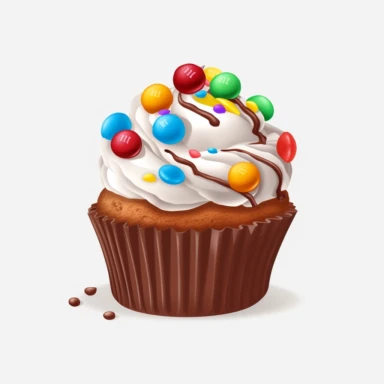 an m&ms cupcake, beautiful artwork, white background clipart
