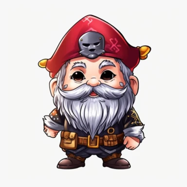 clipart, male kawaii Pirate gnome, kawaii Pirate gnome, isolated on white background, no background