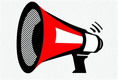 Loud speaker megaphone icon vector pictogram simple black white graphic and flat cartoon red loudspeaker bullhorn announcement symbol silhouette clipart image illustration silhouette on a white background