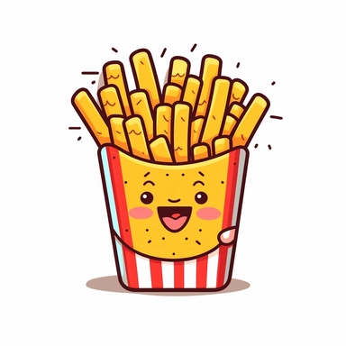 drawing of cute cartoon fries clipart, colorful