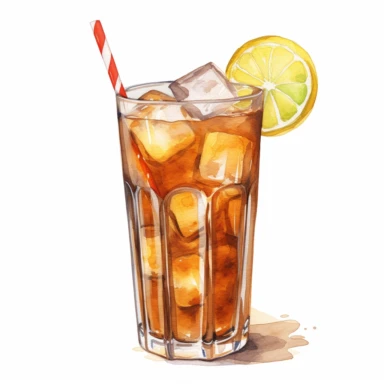 watercolor Long Island Iced Tea clipart,hd,on white backround,spaced out ar 3:2