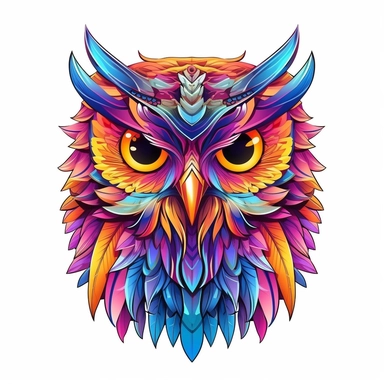 vector art of a owl illustration, vivid colors, colorful, pastel cute colors, Sublimation Clipart ,Cartoon,hyper realistic, intricate detail, illustration style,high solution,on the white background