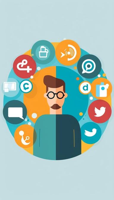 clipart representing targetting users through Social Media traffic source. In the style of clipart. Simple. Powerpoint presentation. 2 colors. gray background.