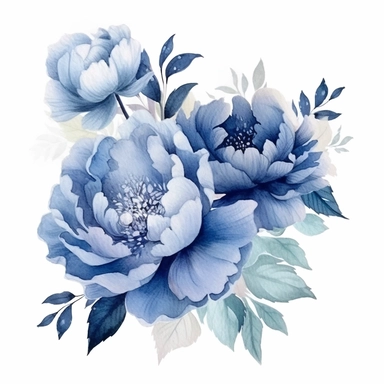 Blue Peonies png, watercolour peony clipart for wall art, peony illustration, floral clipart, watercolour flower clipart, watercolour png
