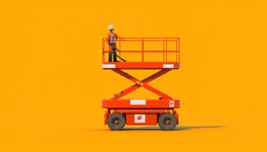 a scissor lift in clipart style