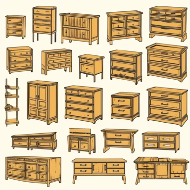 a clipart collection of a set of two dressers, highly detailed, crisp sharp lines , istock, clip-art, ,, 2070s, steel, , how-to, , harmony of, marker”, , 4, instrument, ultimate, 5, movies, three - dimensional , high quality vector svg white background , organised in rows spaces gap orderly