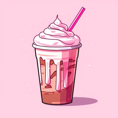 girly Starbucks-inspired foam coffee clipart