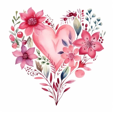 Heart Clip Art Boho Pink Heart Love Clipart Hand Painted