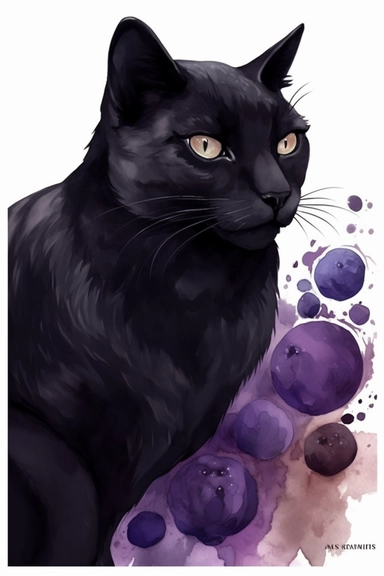 hyper realisticFamiliar: Create a clipart of a familiar, which is a witch's animal companion. You can draw a black cat, a raven, or a snake with a gothic twist. watercolor illustration, color palette Violet, eggplant,diesel,dusty gray,cannon pink, tamarind,mulled wine,charade ,realistic,symmetry,png white background