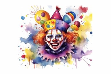 Watercolor, Design an image that embodies amusement and laughter clipart, hd, on a white background, spaced out