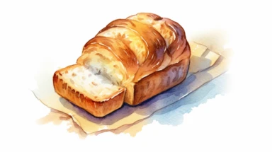watercolor art of one loaf of bread clipart, subtle pastel color variations, 4k uhd