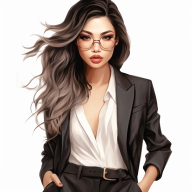 Girl boss clipart, Fashion girl, Business woman, Asian women clipart, beauty boss, Boss Lady, Female Entrepreneur, lash artist, illustration, ultra realistic, full body