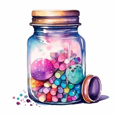 watercolour crafter, Crafting materials, neutral Watercolor glass jar filled with embellishments Clipart - <@1098423716465102849> (62%) (fast)