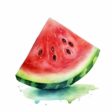 watercolor colorful clipart of a juicy watermelon slice, hd, on white background