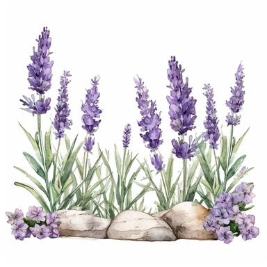 Watercolor Lavender Garden Clipart, lavender boarder