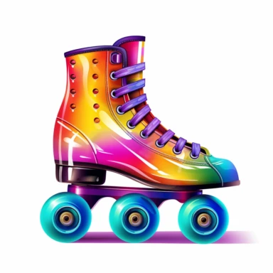 rainbow Vector Clipart with roller skates Side view , Vector Style, High quality, White Background