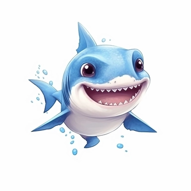 happy cute baby shark , full body, hand draw Illustration clipart, 4K, extremely detailed