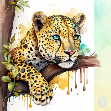 Vivid Watercolor Leopard Clipart, Digital download file for wall decor, animal lovers, baby leopard jungle leopard fan, create like this