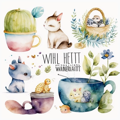 watercolor whimsical and cute weekend habits cliparts, white background with margins, 8k, high resolution