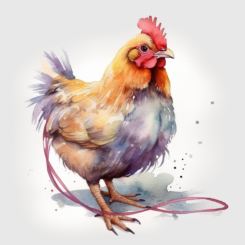 watercolor chicken with a lasso clipart - Clip Art Library