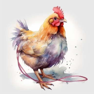 watercolor chicken with a lasso clipart