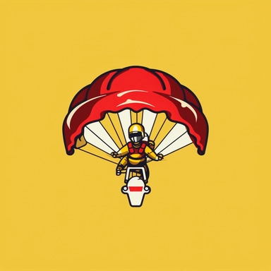 logo for parachute pizza delivery, minimalist design, red and yellow, white background, dynamic urban brand recognition, basic luxury, detailed clipart, rendered in 8k